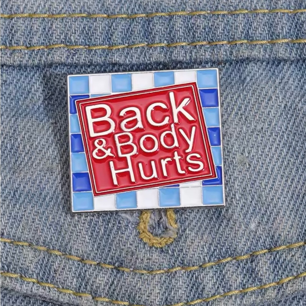 Back and Body Hurts Enamel Pin - Funny Parody (Bath and Body Works) - Peccy Pin